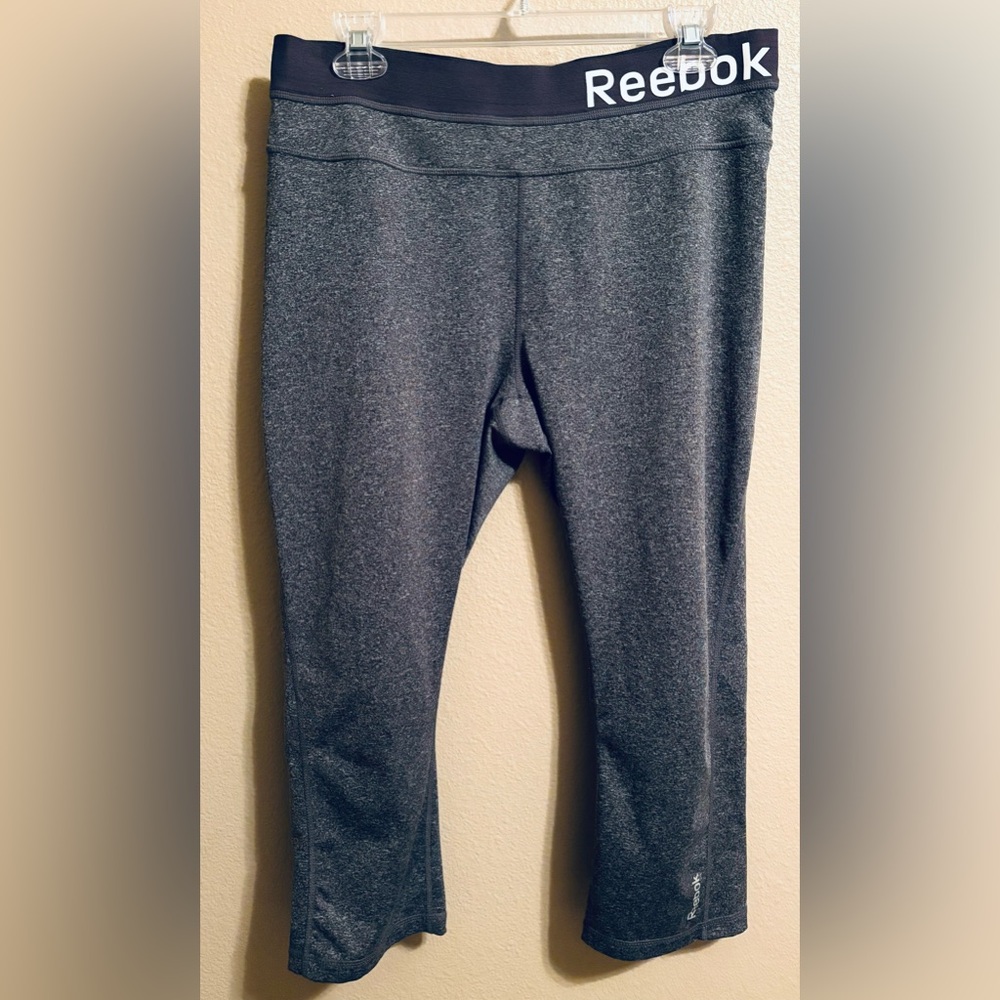 REEBOK Leggings, Women's Size‎ Large Thick LOGO WaistBand Activewear Athletisure